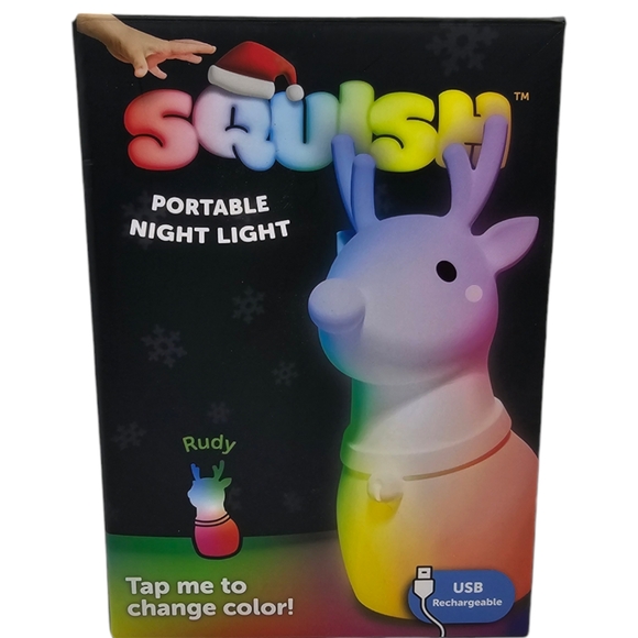 New Globe Squish Rechargeable Portable Night Light Rudy The Reindeer Multicolor - Picture 7 of 7